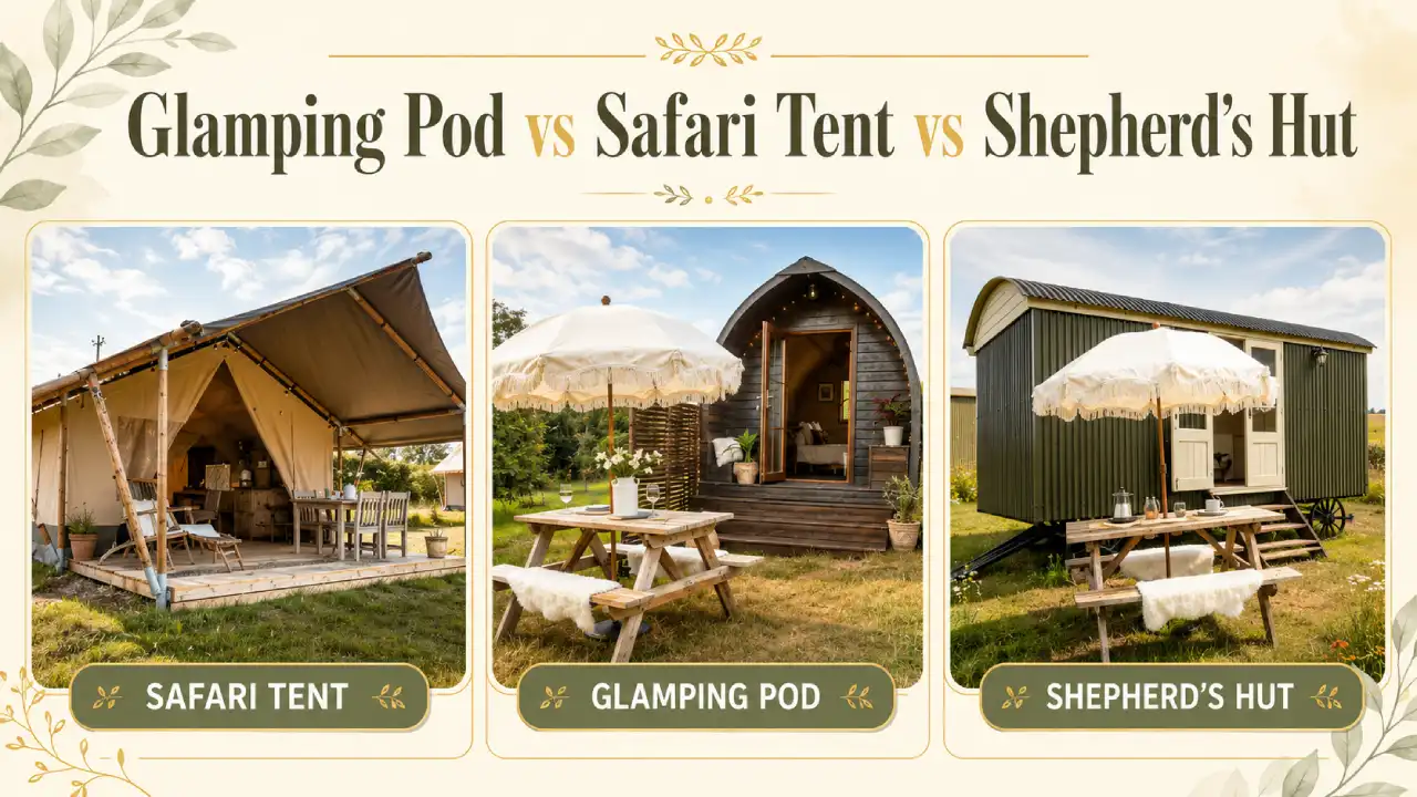 Glamping Pod vs Safari Tent vs Shepherd’s Hut